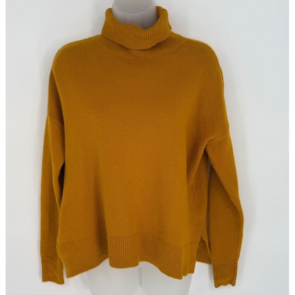 LOFT‎ Mustard Yellow Turtleneck Sweater XS Oversized Cotton Wool Blend 90-49 - Picture 5 of 13